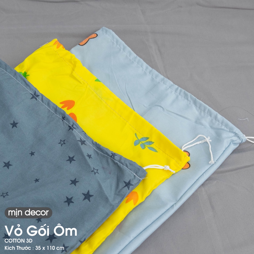 Vỏ gối ôm dây kéo, áo gối ôm cotton 3D 35x110cm thoáng mát mềm mịn