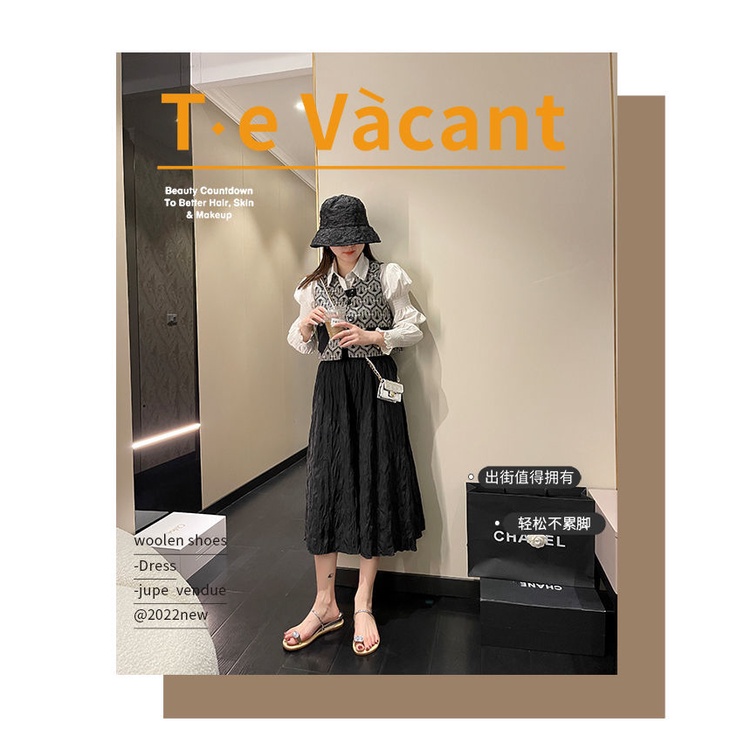 Dép xỏ chân gót nêm đi trong nhà/ ngoài trời đính đá thời trang mùa hè cho phụ nữ B35Z