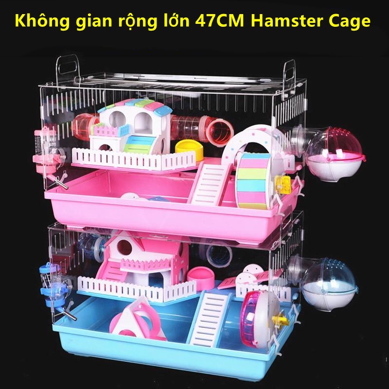 Lồng hamster dễ thương phụ kiện nội thất sang đầy đủ tầng full đồ như ảnh