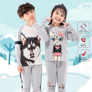 Bộ đồ dài tay cho bé trai bé gái size đại, bộ thu đông cho bé vải cotton mềm in họa tiết 2-11 tuổi