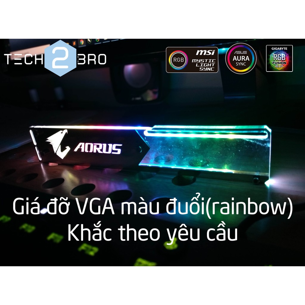 [Mã 1911ELSALE hoàn 7% đơn 300K] Giá Đỡ VGA Alumium Iron (RainbowLED ) LED đồng Coolmoon (Card VGA màn hình)