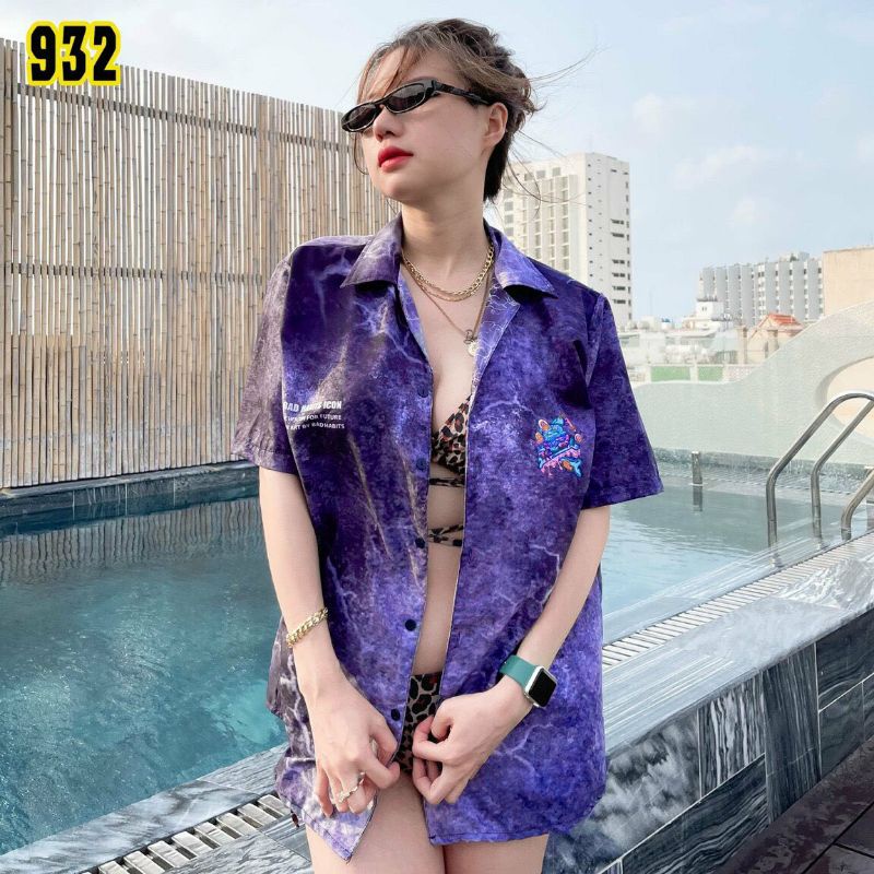 Áo Sơ Mi Tay Ngắn Unisex Cổ Bẻ Phong Cách Hàn Quốc Freesize
