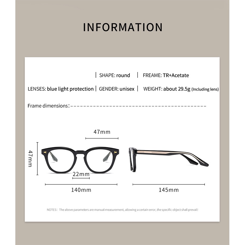 Mắt Kính Tròng Tròn Chống Ánh Sáng Xanh RZ1197 Thời Trang Cho Nam Nữ