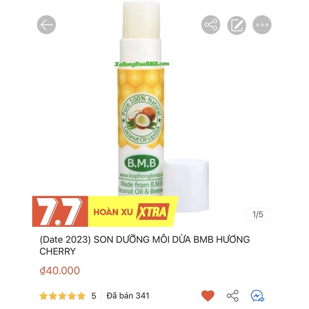 (TẶNG SON 40K) Hộp 7 miếng mặt nạ dừa Cửu Long NATURAL 100% thiên nhiên cấp ẩm | Thế Giới Skin Care