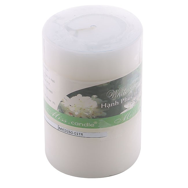 Nến thơm trụ tròn D7H10 Miss Candle FTRAMART MIC0260 7 x 10 cm (Trắng, Hoa phong lan)