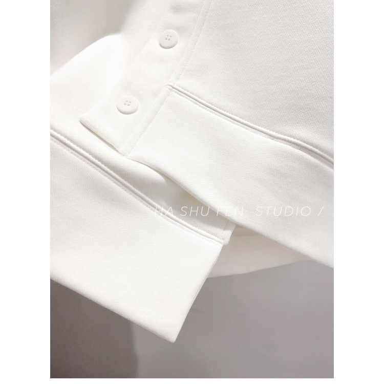 Áo Sweater Tay Dài Cổ Cao Dáng Rộng Màu Sắc Đơn Giản Trẻ Trung