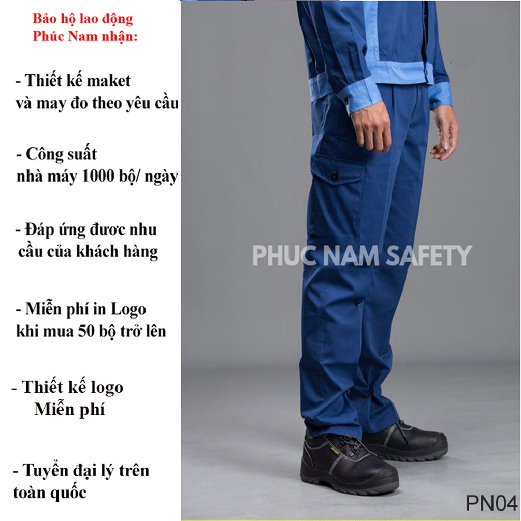 Bộ quần áo bảo hộ lao động PN04, quần áo bảo hộ lao động cao cấp, quần áo bảo hộ lao động vải Pangrim HQ, BHLĐ Phúc Nam
