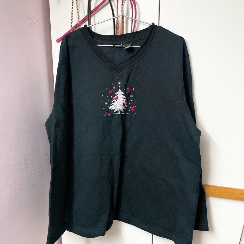 Thanh lý áo thun tay dài hoạ tiết giáng sinh màu đen - size XL