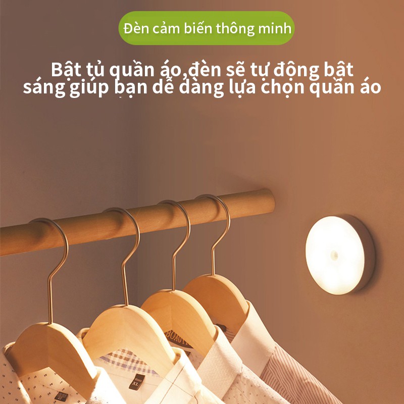 đèn Led  cảm biến tự động thông minh không dây dùng pin sạc phòng ngủ, dán tủ quần áo, cầu thang
