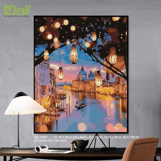 Tranh treo tường tự tô màu số hóa DALI Tranh Phong Cảnh Hòang Hôn PH011
