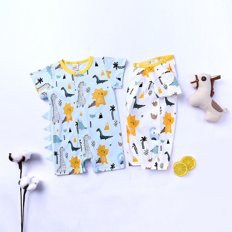 Áo liền quần in hình khủng long cho bé trai sơ sinh 0-18 tháng tuổi