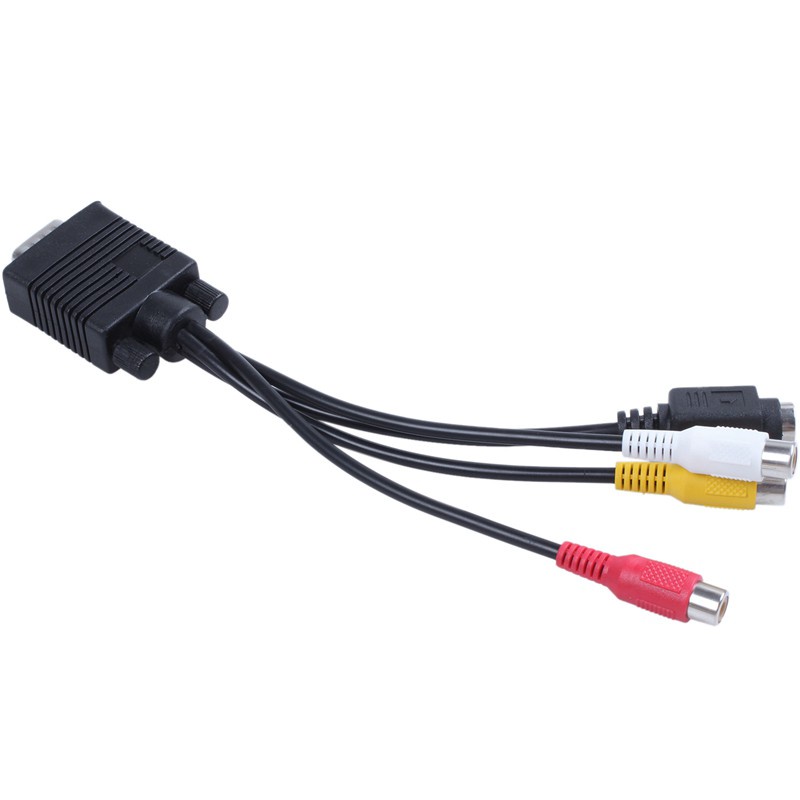 8 inch VGA Male to 3 RCA S-Video Female AV Video Cable Adapter