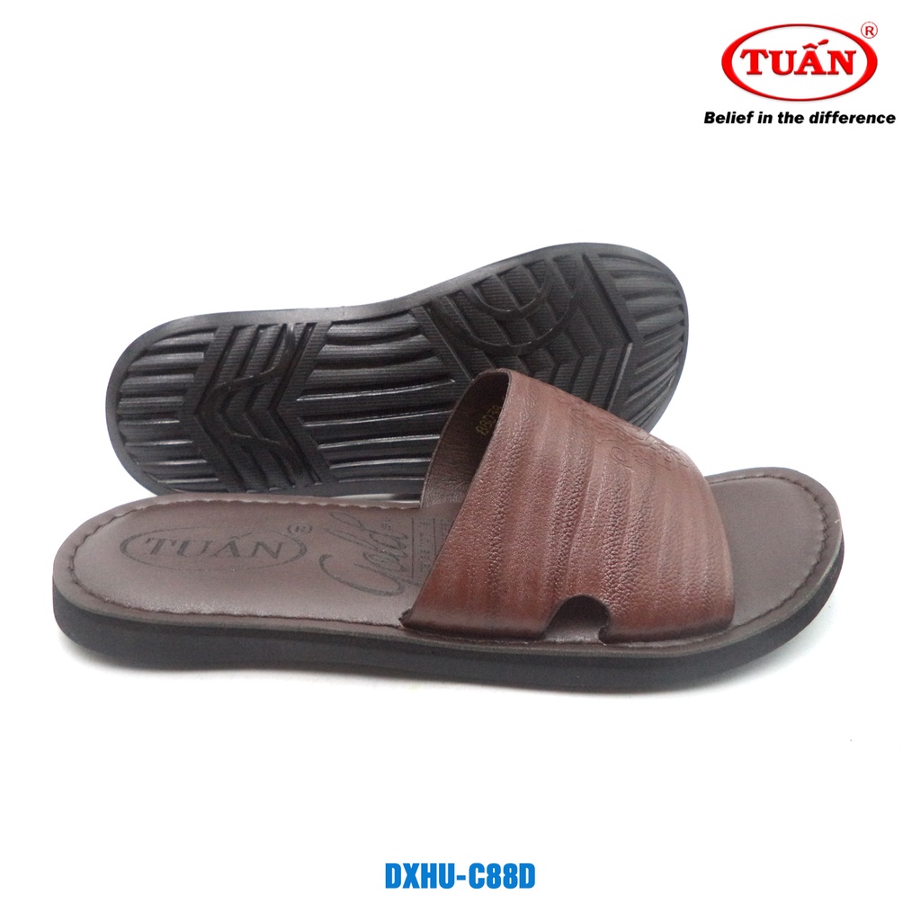 Dép da nam quai bảng ngang thương hiệu Tuấn DXHU-88D