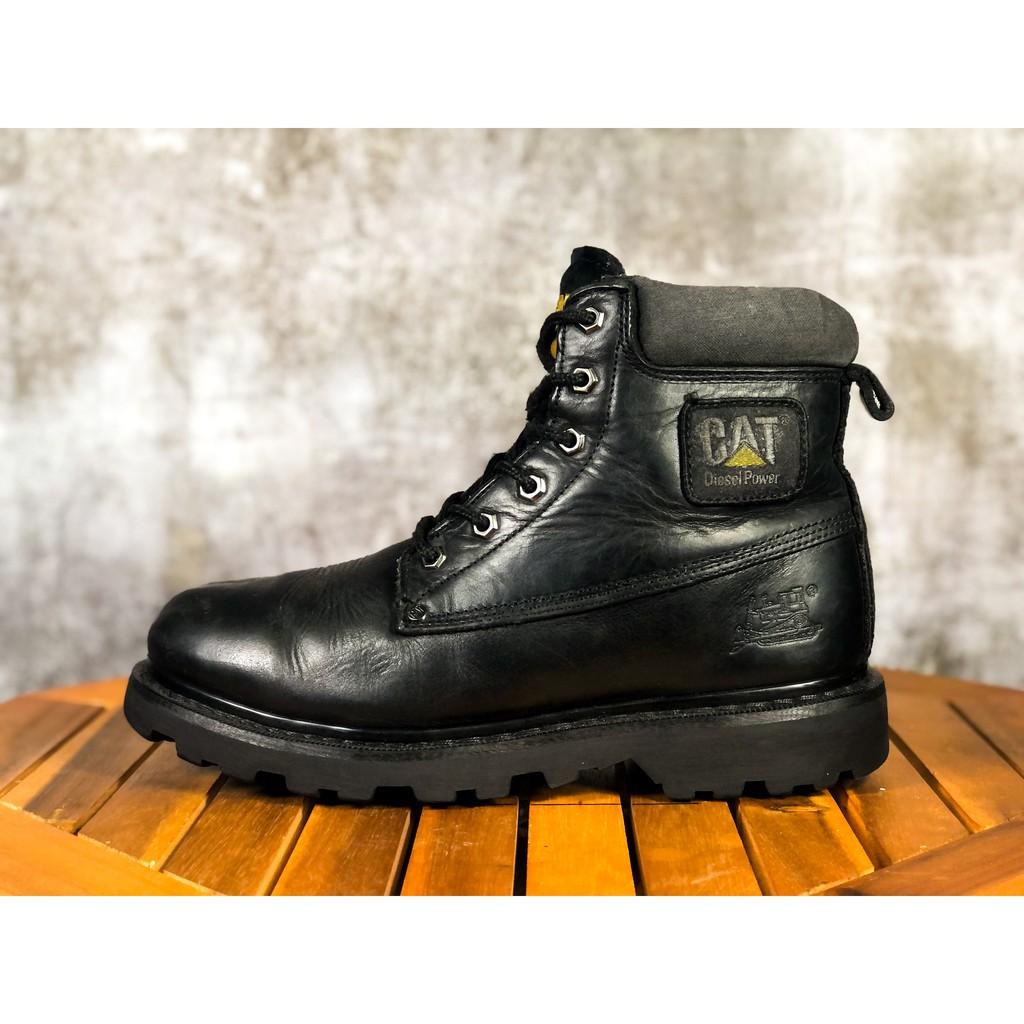 (SIZE 43) Giày chính hãng 2hand CATERPILLAR DIESEL POWER BLACK LEATHER WATERPROOF ` /