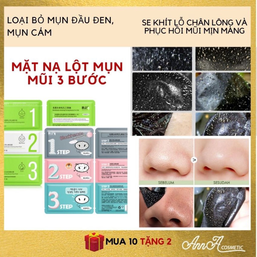 Mặt Nạ Lột Mụn Đầu Đen Mặt Nạ Lột Mụn 3 Bước Chính Hãng Hankey Hàng Nội Địa Trung-AnnA.40.Cosmetic