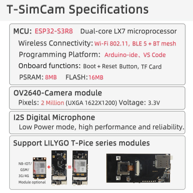 Bảng Mạch CAM ESP32-S3 WiFi BT5.0 Không Dây