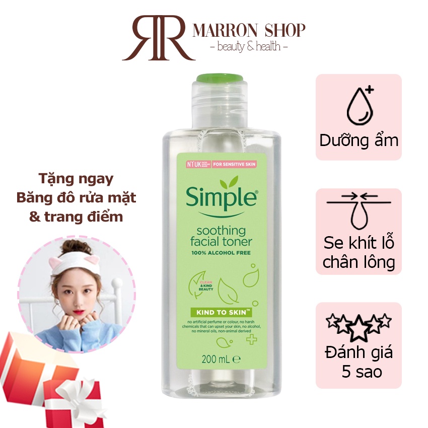 Nước hoa hồng Simple Soothing Facial Toner 200ml