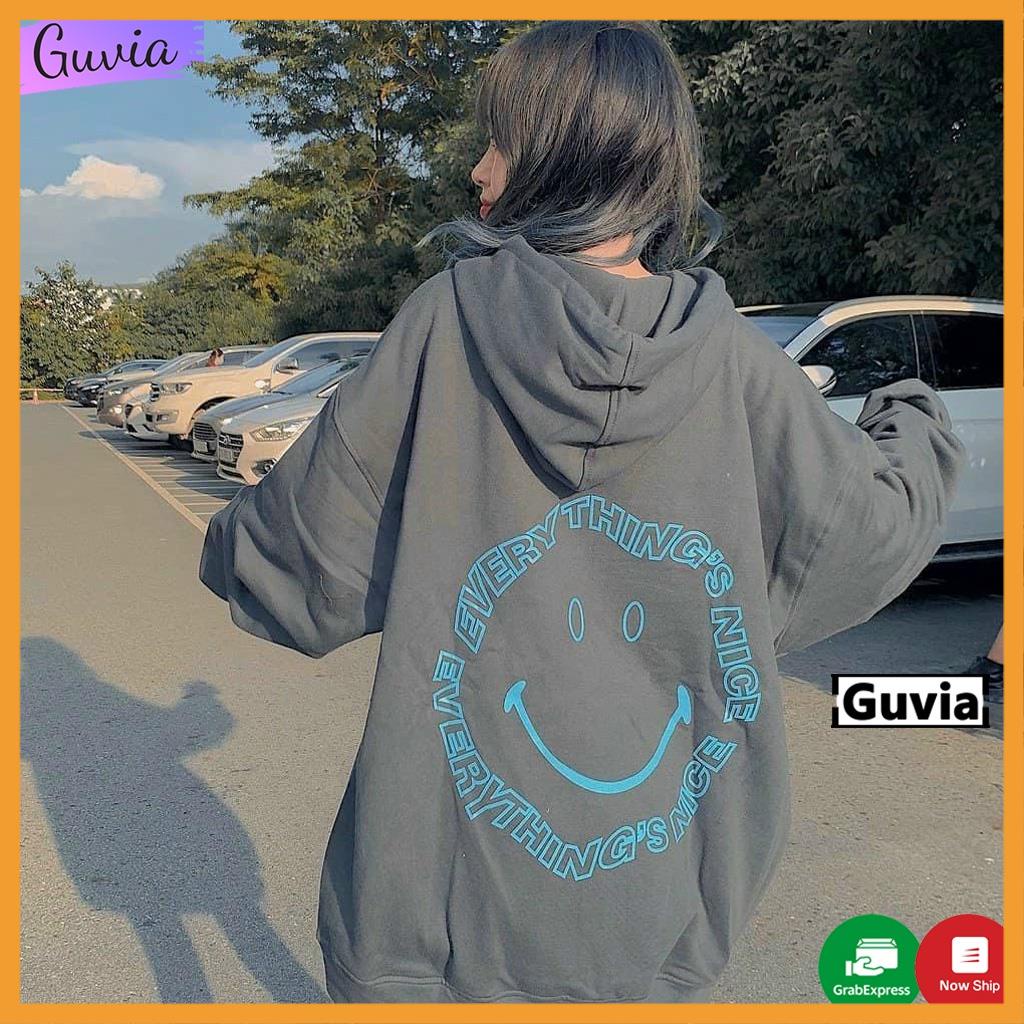 Áo khoác nỉ Hoodie MẶT CƯỜI Dây Kéo form rộng áo nỉ bông nữ Unisex AKN4 NTA
