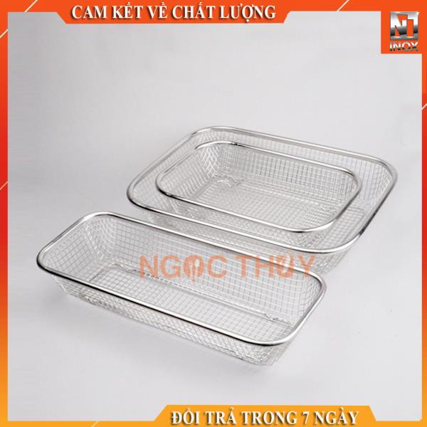 Rổ Inox Hình Chữ Nhật - Không Rỉ Sét