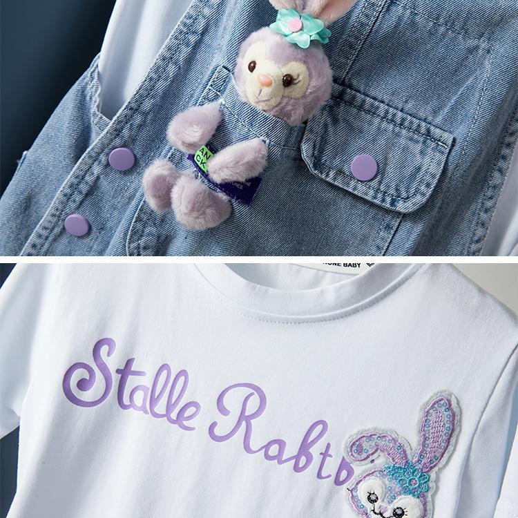 Bộ Áo Thun Cotton Tay Ngắn + Quần Yếm Thời Trang Mùa Hè Cho Bé Gái 3-5 - 8-10 - 12-13 Tuổi