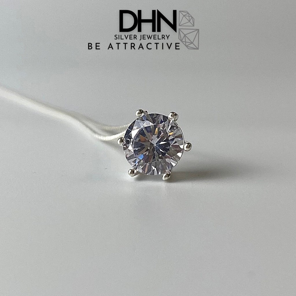 Dây Chuyền Bạc Nữ DHN, Dây Mặt Đá Tròn Cá Tính DLDDD0001