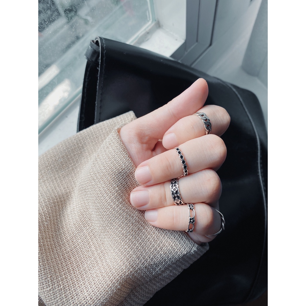 Nhẫn Ngón Út-Ngón Chân Bạc 925-KaT Jewelry-Chấm Đen Cá Tính