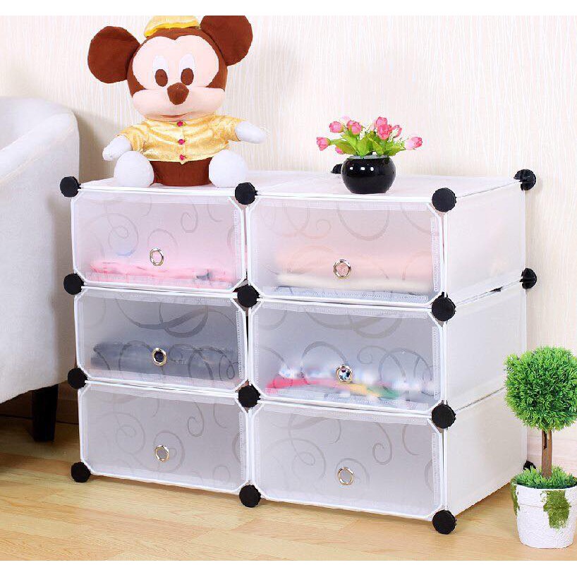 Tủ đồ cá nhân lắp ghép 6 ô. kích thước rộng 75cm cao 45cm sâu 37cm