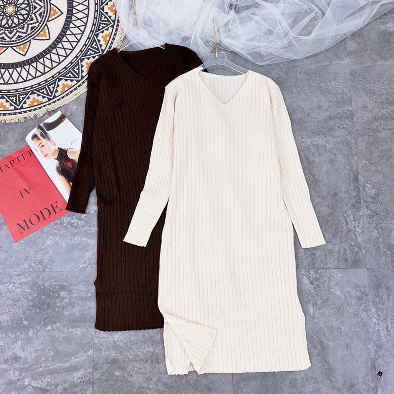 Váy len tăm cổ tim suông | BigBuy360 - bigbuy360.vn