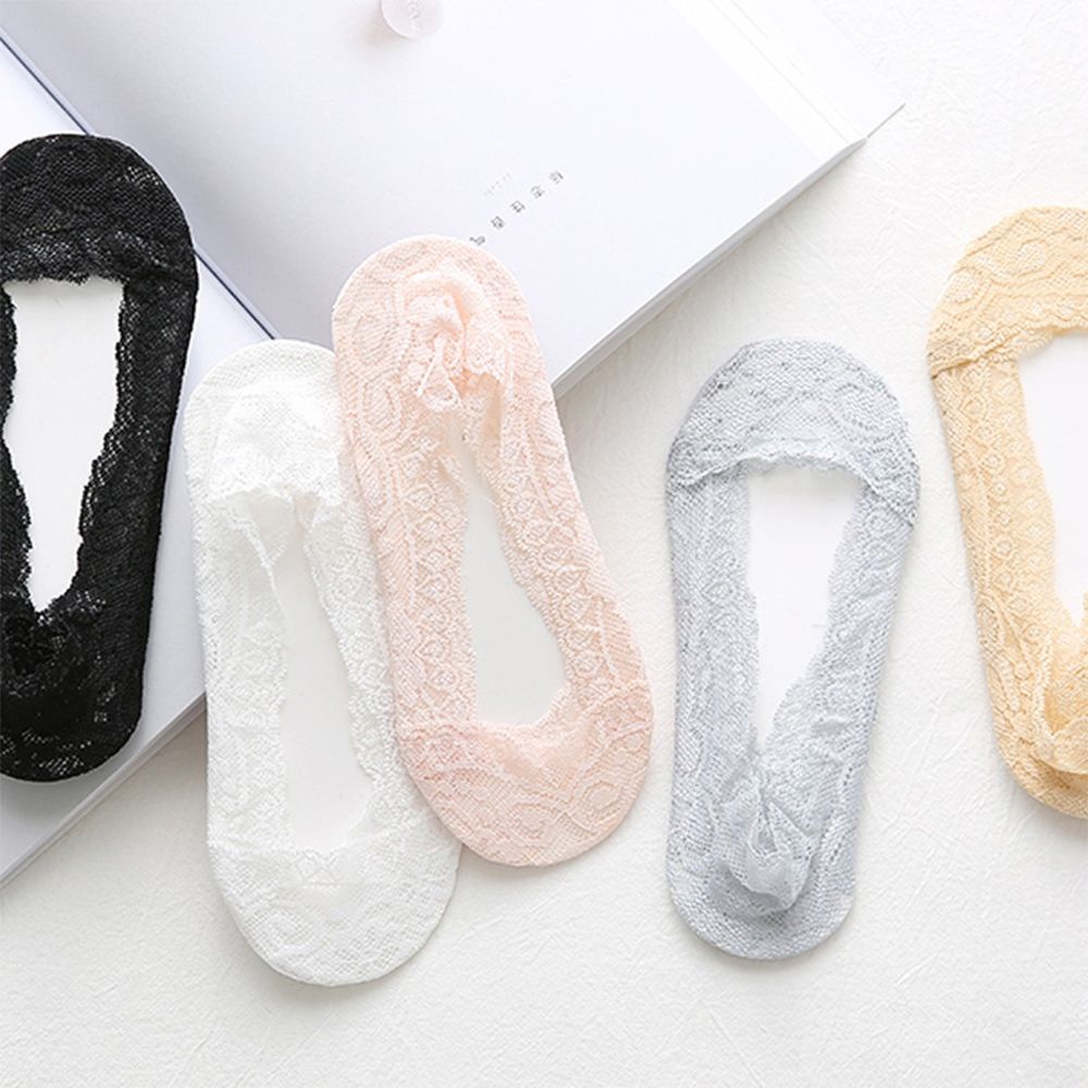 1 Đôi Vớ Thuyền Vải Cotton Phối Ren Chống Trượt Thoáng Khí Nhiều Màu Thời Trang Mùa Hè Cho Nữ