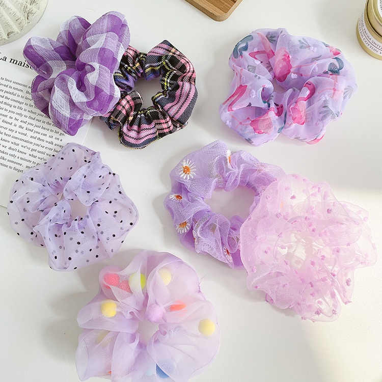 Dây buộc tóc co giãn màu tím phong cách Hàn Quốc dễ thương cho nữ