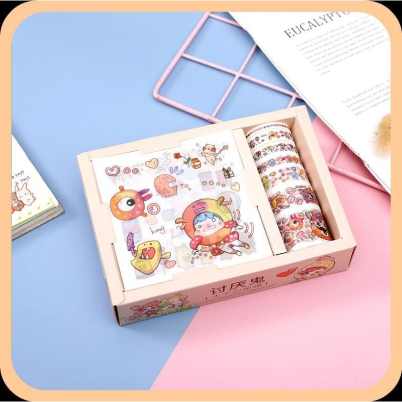 Sticker dán trang trí hoạt hình cute xinh xỉu - Băng dính washi tape nhiều hình dễ thương - Quà tặng xinh giá rẻ