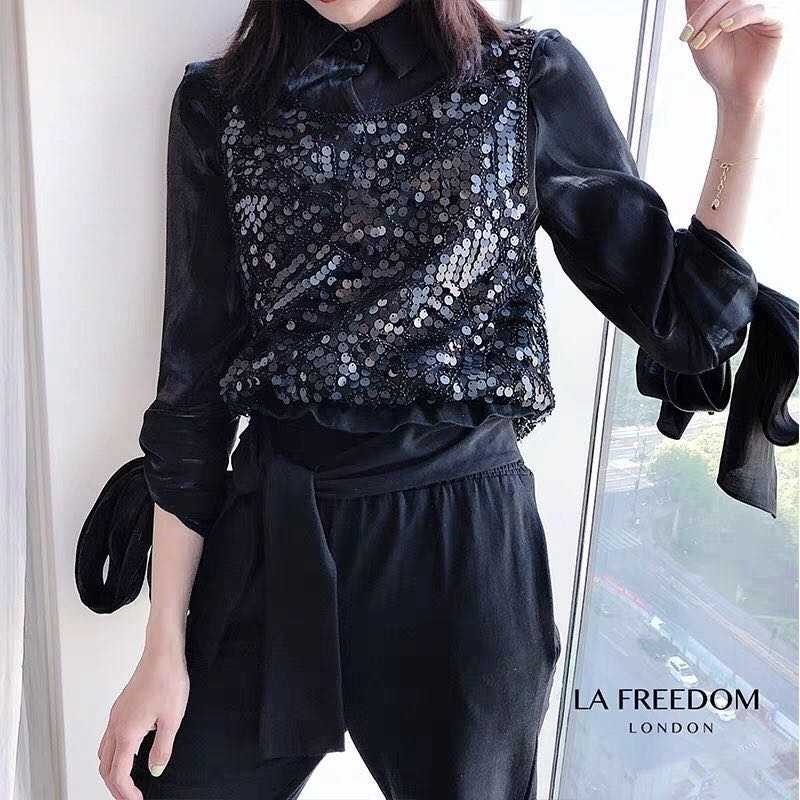 Áo Lưới Không Tay Đính Hạt Sequin Phong Cách Vintage Dành Cho Nữ