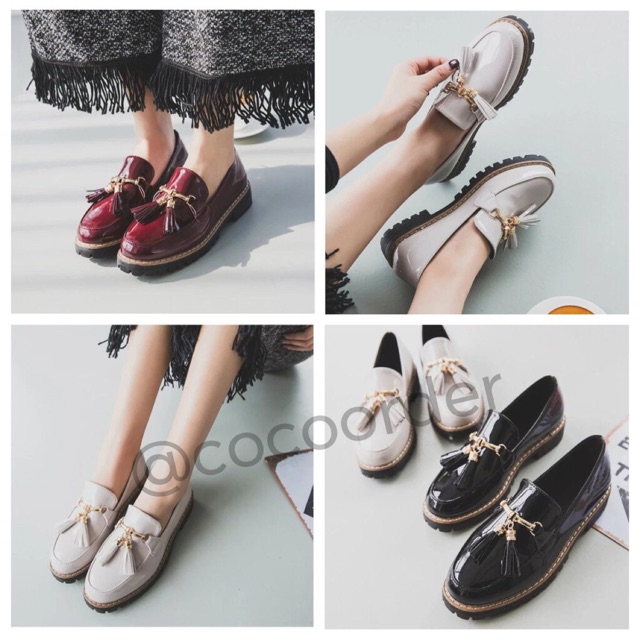 (Order) GL02- Giày Loafer tua rua nữ tính Style Hàn Quốc hàng Quảng Châu cao cấp