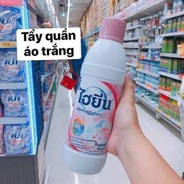 Nước Tẩy Trắng Quần Áo Trắng Và Màu ⚡FREESHIP⚡ Hygiene Thái Lan 250ml, Tẩy Sạch Mọi Vết Bẩn Trên Quần Áo