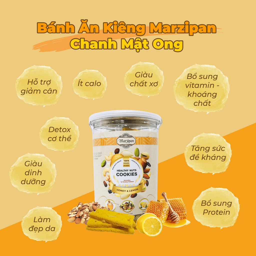 [ORGANIC] Bánh Marzipan CHANH & MẬT ONG bổ sung dinh dưỡng, tăng sức đề kháng, ăn chay, eat clean - Hộp 75000