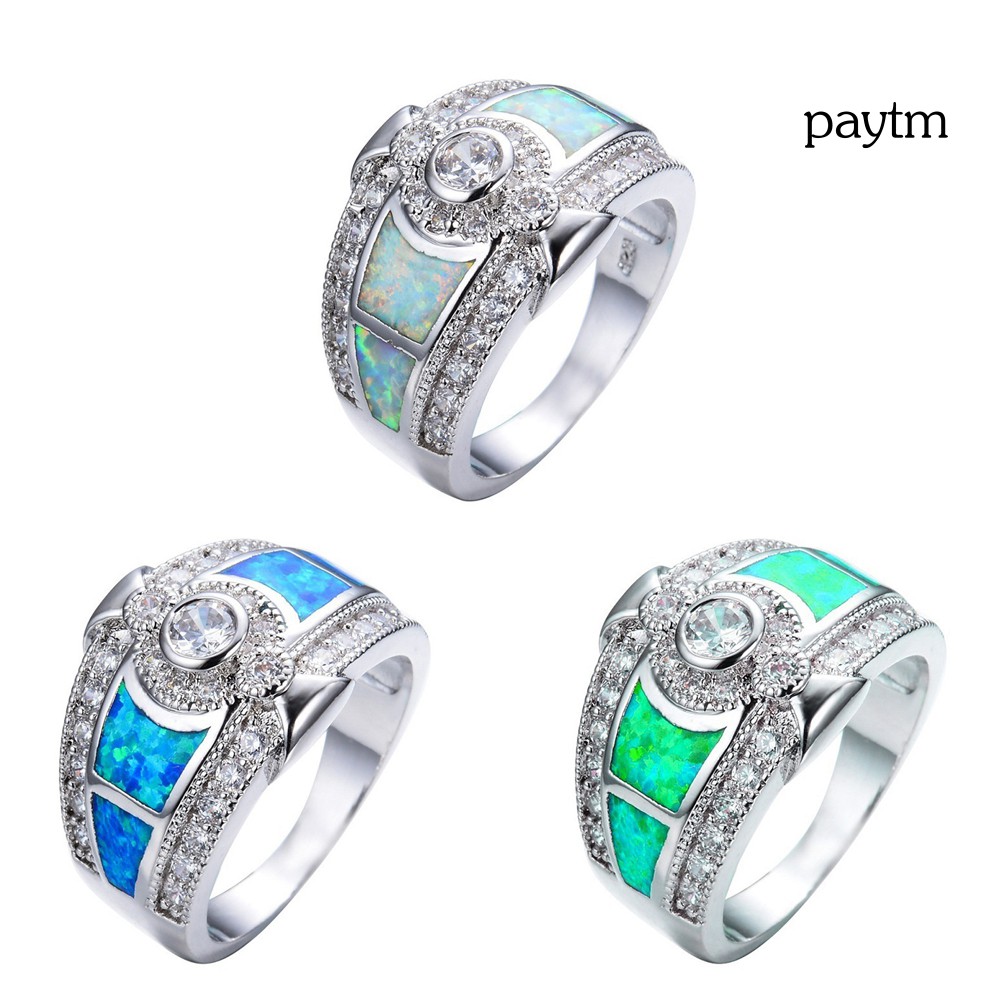 Nhẫn Hợp Kim Đính Đá Opal Nhân Tạo Thời Trang