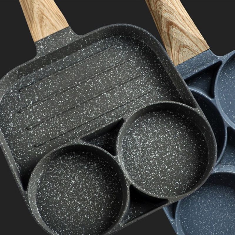 Chảo đá chống dính mini 3 ô cho bếp từ dùng được cho tất cả các loại bếp tiện lợi MIIBOOSHI D2.072