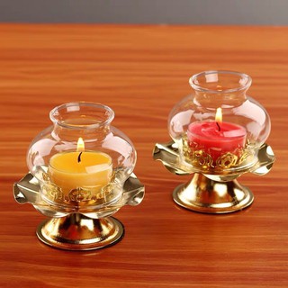 Đế nến hoa sen 1 ngọn hợp kim có bóng