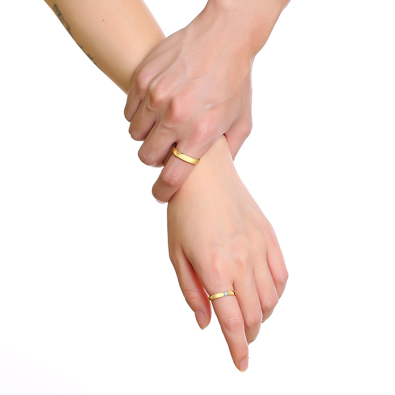 Nhẫn đính hôn VNOX bằng thép không gỉ đính đá zircon thời trang