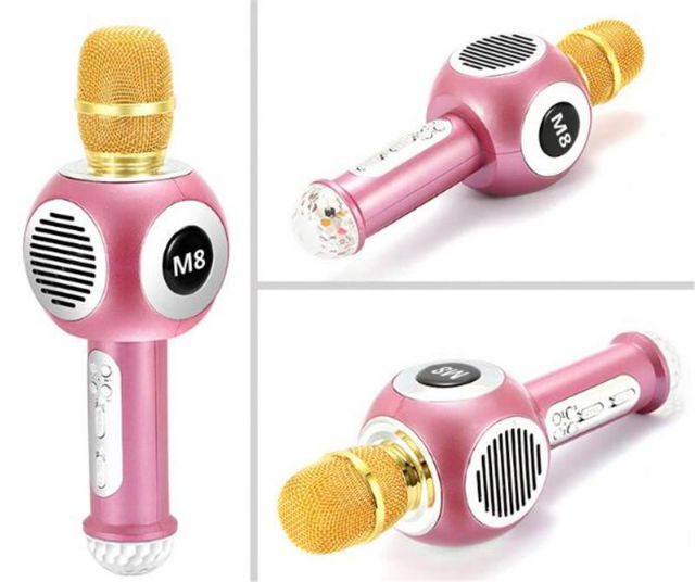 Micro karaoke bluetooth M8 có đèn led cực đẹp, hàng tốt âm chuẩn