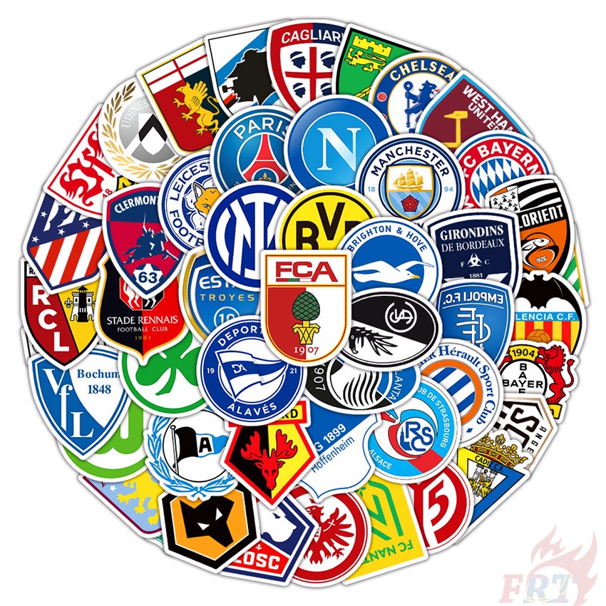 Bộ 100 Cái/Bộ ❉ Miếng Dán Logo Câu Lạc Bộ Bóng Đá ❉ Sticker Dán Tường Chống Thấm Nước Thời Trang