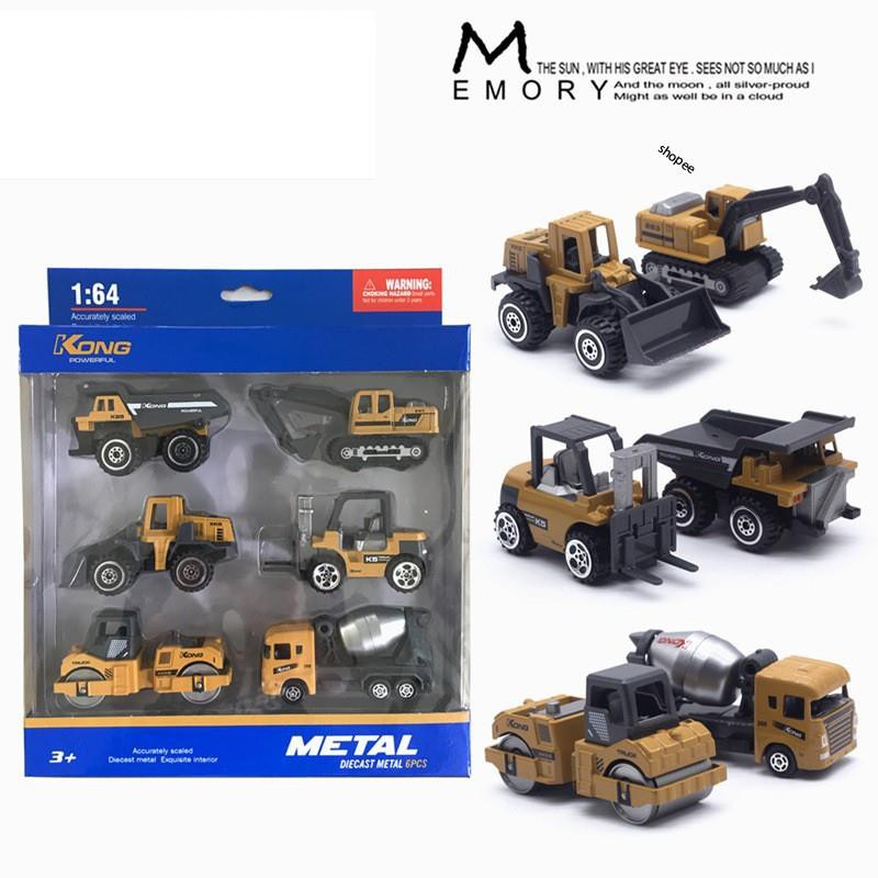 Bộ Đồ Chơi 6 Món Xe Công Trình Xe Mô Hình Kim Loại