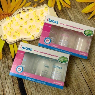 SIEU HOTBộ 3 Bình trữ sữa Upass (125ml/ bình) - cất trữ sữa tiện lợi cho mẹ và bé