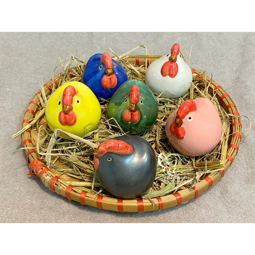 Mẹt tre mini đan thủ công - Mẹt bày gà con bằng gốm decor trang trí nhà cửa - Mẹt bày các loại hạt khô hoặc vẽ tranh