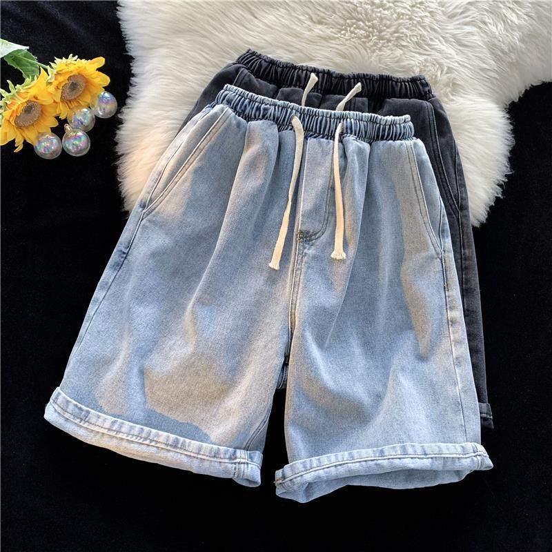 Quần Short Denim Ống Rộng Lưng Thun Thời Trang Mùa Hè Dành Cho Nam
