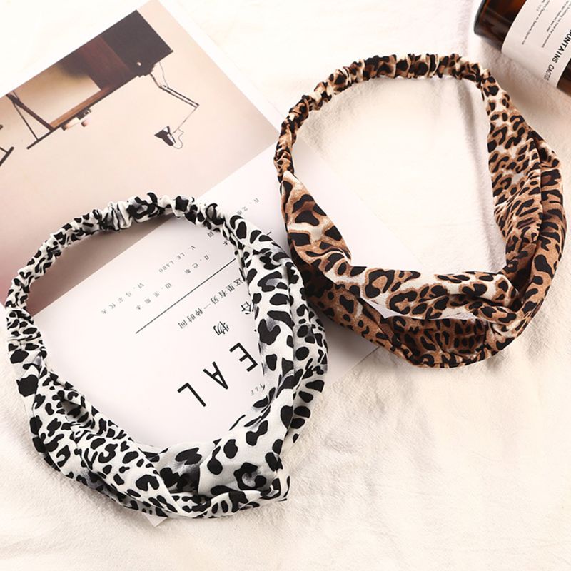 Băng Đô Vải In Họa Tiết Da Báo Phong Cách Boho 3 Màu Lựa Chọn