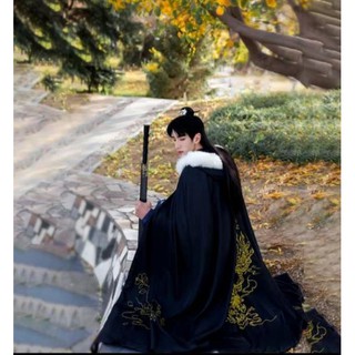 🌺[Order] Áo choàng lông hán phục (sẵn đen)