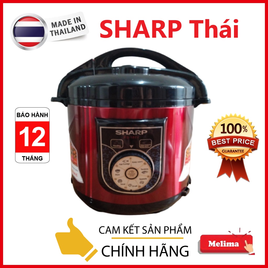 Nồi áp suất, Nồi áp suất điện đa năng Sharp 6L, Xuất xứ Thái Lan, Bảo hành 12 tháng, Công Suất 1000W, Ninh kỹ hầm nhừ