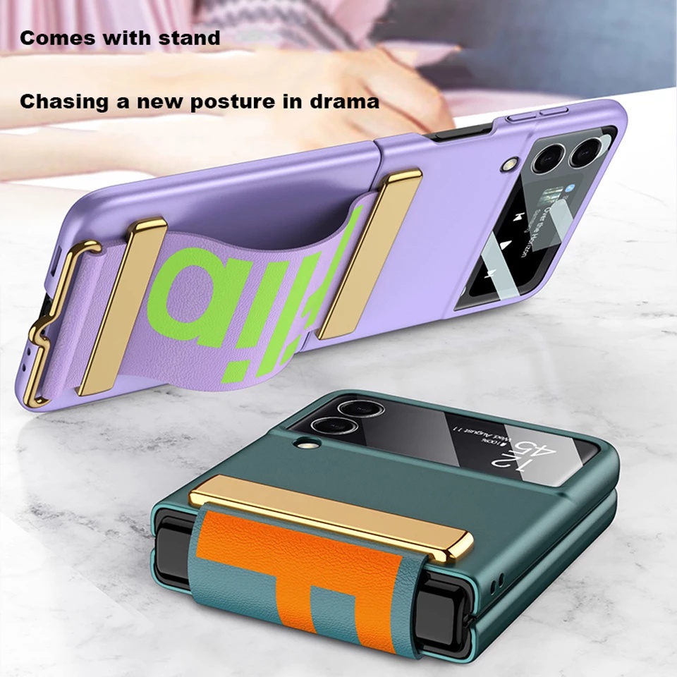 Ốp Điện Thoại Nhám Siêu Mỏng Chống Sốc Chống Trượt Có Dây Đeo Cho Samsung Galaxy Z Flip 3 4