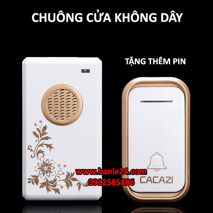 Chuông cửa không dây Cacazi V002F, bấm nút gọi cửa qua sóng không dây rất tiện lợi